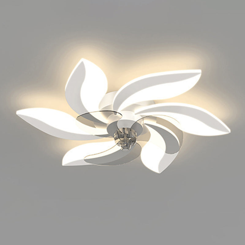 Nordic Style Iron Ceiling Fan Lamp Acrylic Shade LED Ceiling Fan Light for Bedroom