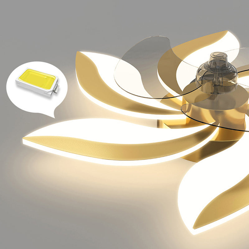 Nordic Style Iron Ceiling Fan Lamp Acrylic Shade LED Ceiling Fan Light for Bedroom