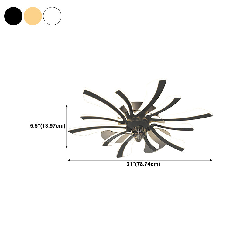 Nordic Style Iron Ceiling Fan Lamp Acrylic Shade LED Ceiling Fan Light for Bedroom