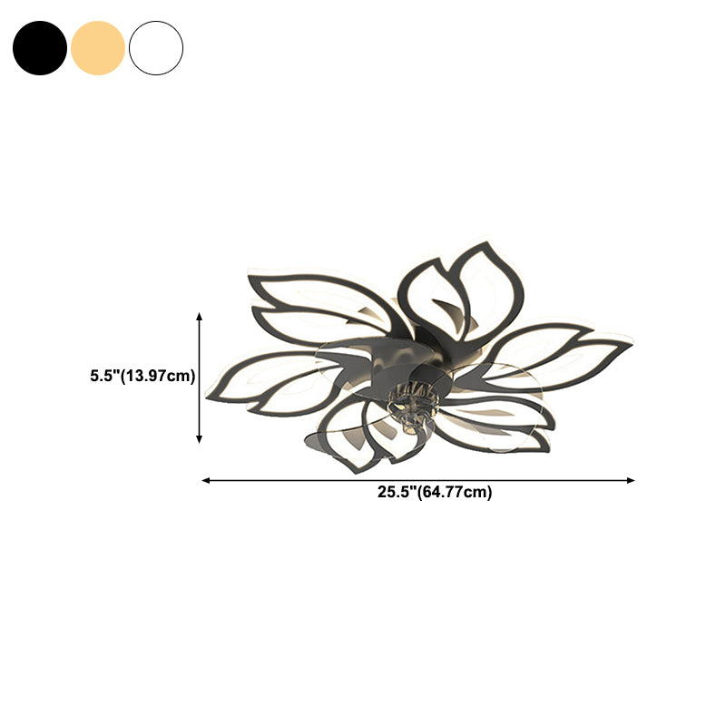 Nordic Style Iron Ceiling Fan Lamp Acrylic Shade LED Ceiling Fan Light for Bedroom
