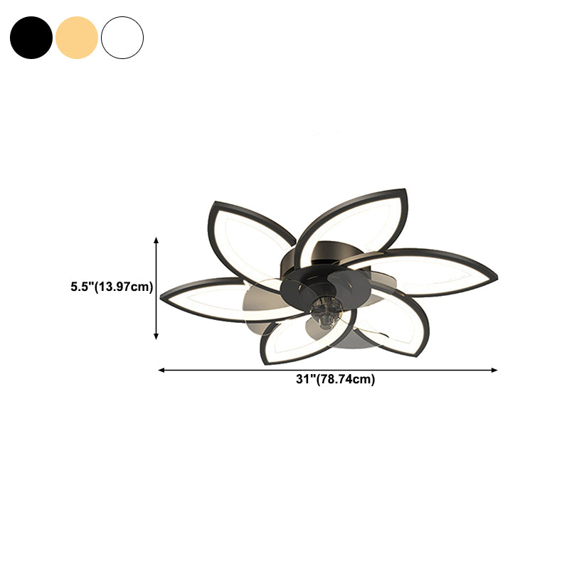 Nordic Style Iron Ceiling Fan Lamp Acrylic Shade LED Ceiling Fan Light for Bedroom