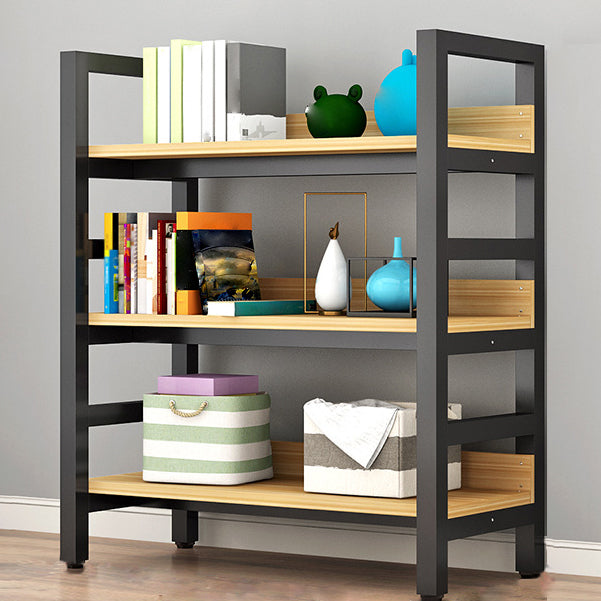 Modern Style Bookshelf Black Frame and Wood Bookcase for Office
