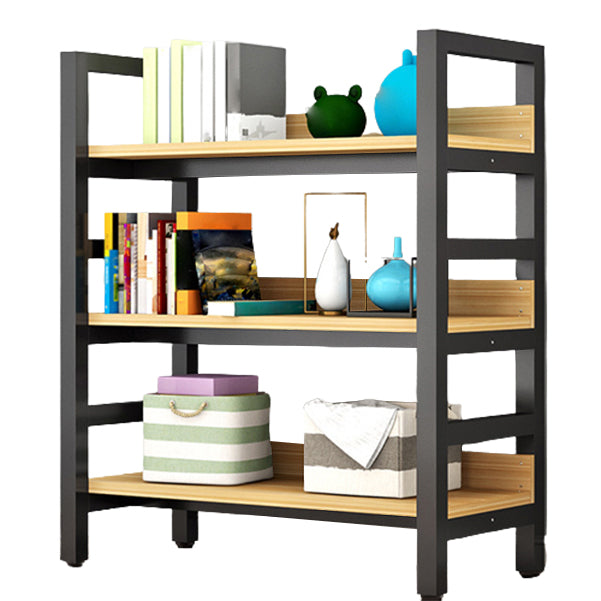 Modern Style Bookshelf Black Frame and Wood Bookcase for Office
