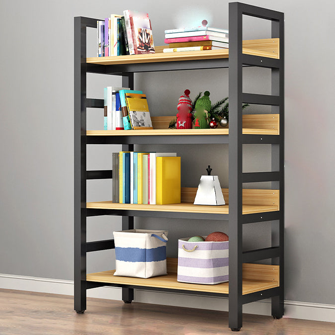 Modern Style Bookshelf Black Frame and Wood Bookcase for Office