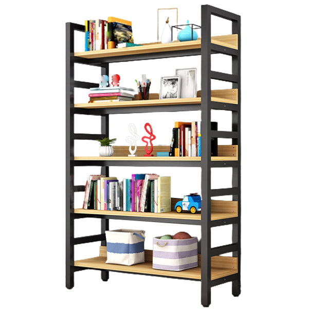 Modern Style Bookshelf Black Frame and Wood Bookcase for Office