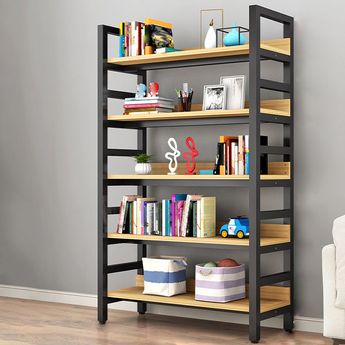 Modern Style Bookshelf Black Frame and Wood Bookcase for Office