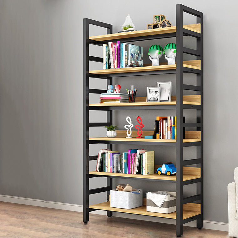 Modern Style Bookshelf Black Frame and Wood Bookcase for Office