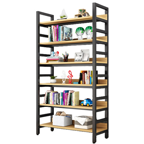 Modern Style Bookshelf Black Frame and Wood Bookcase for Office