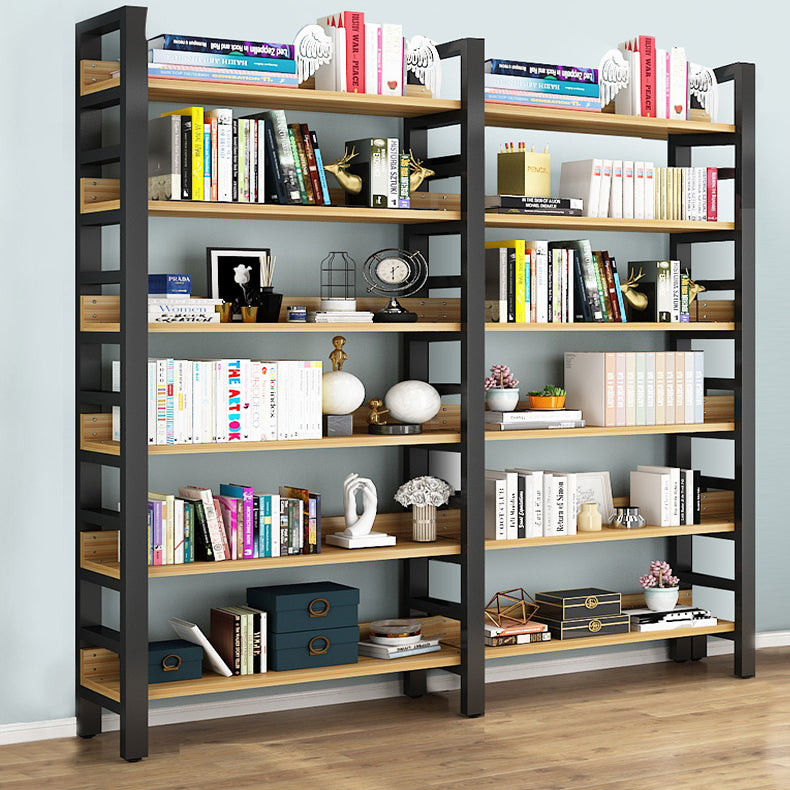 Modern Style Bookshelf Black Frame and Wood Bookcase for Office
