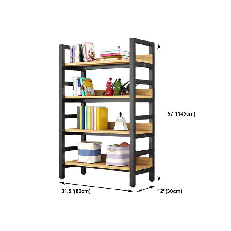 Modern Style Bookshelf Black Frame and Wood Bookcase for Office