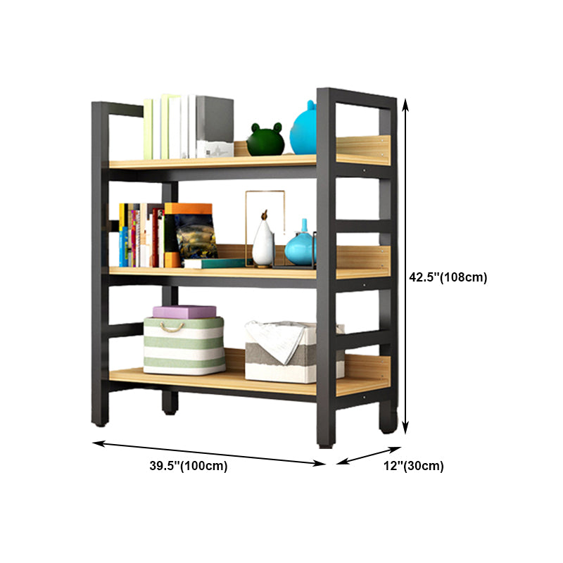 Modern Style Bookshelf Black Frame and Wood Bookcase for Office