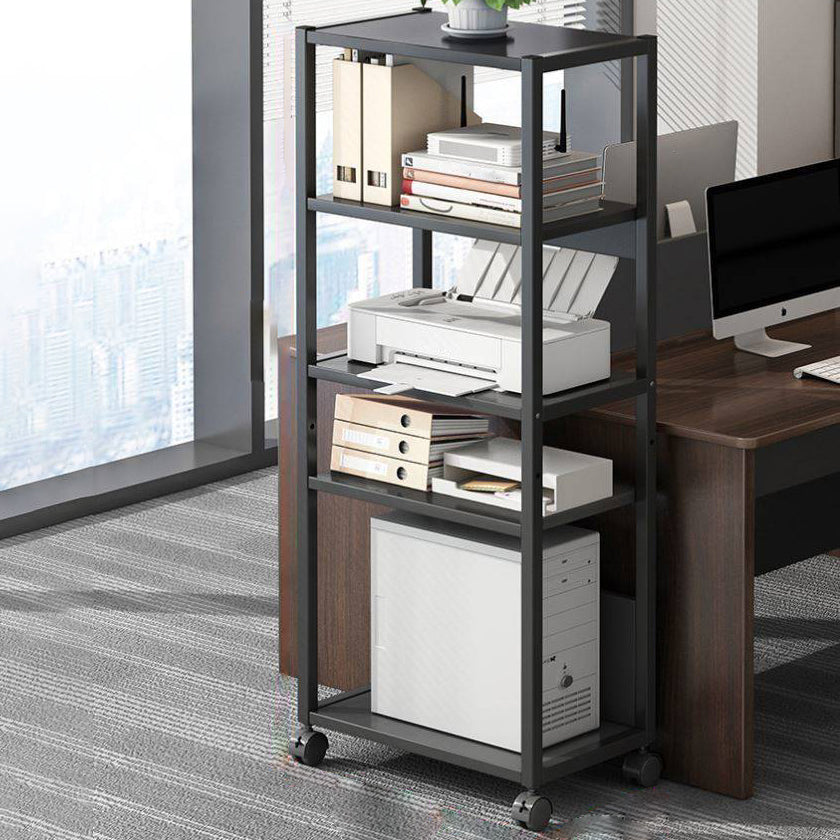 Contemporary Style Bookshelf Casters Bookcase for Study Room and Office