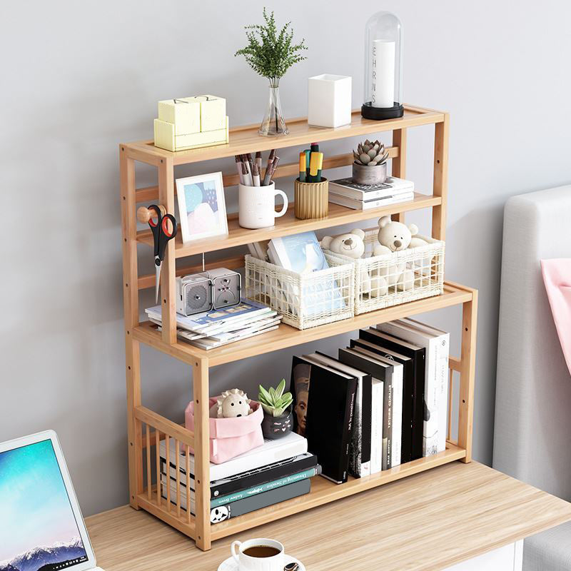 Bamboo Shelf Bookcase Natural Open Back Bookcase for Study Room