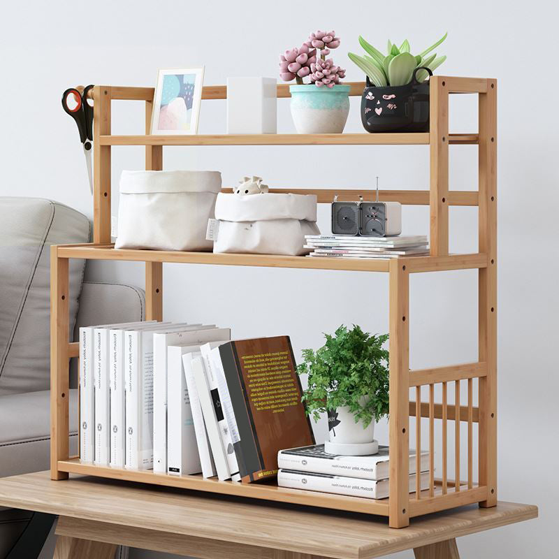 Bamboo Shelf Bookcase Natural Open Back Bookcase for Study Room