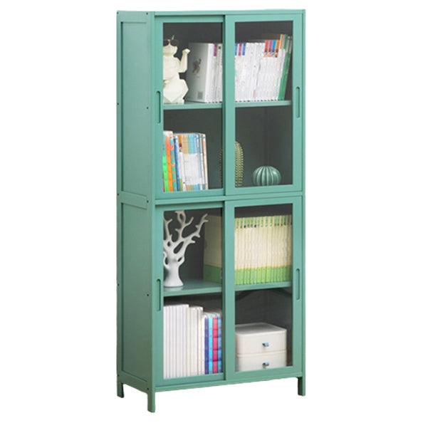 Vertical Bookcase with Doors Bamboo Book Shelf for Home Office