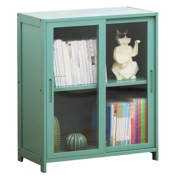Vertical Bookcase with Doors Bamboo Book Shelf for Home Office