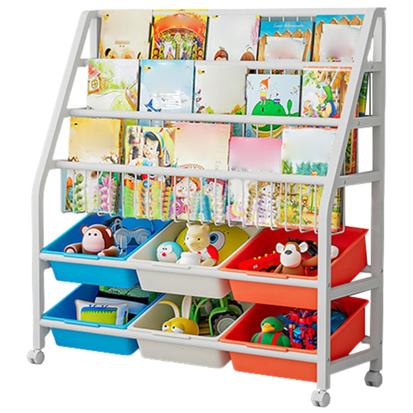 11.81"W Bookshelf Contemporary Style Bookcase for Home Study Room with Casters