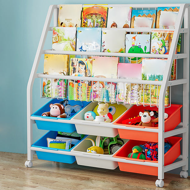 11.81"W Bookshelf Contemporary Style Bookcase for Home Study Room with Casters