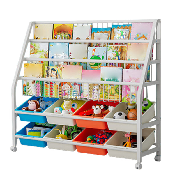 11.81"W Bookshelf Contemporary Style Bookcase for Home Study Room with Casters