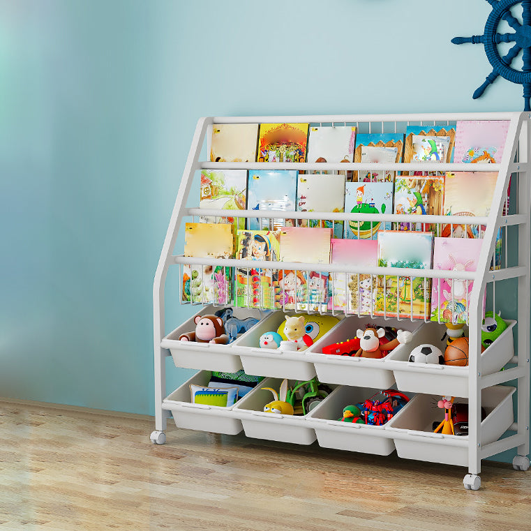 11.81"W Bookshelf Contemporary Style Bookcase for Home Study Room with Casters