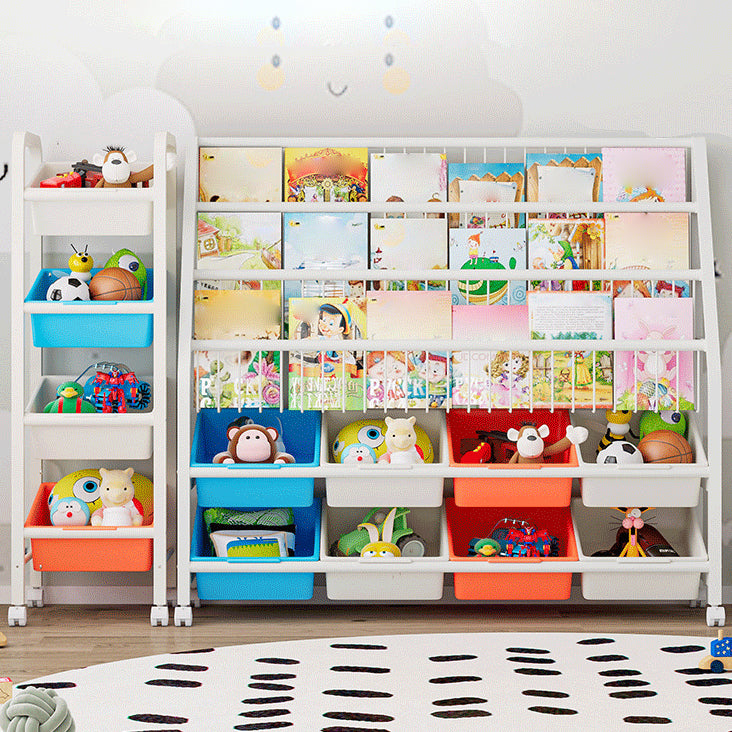 11.81"W Bookshelf Contemporary Style Bookcase for Home Study Room with Casters