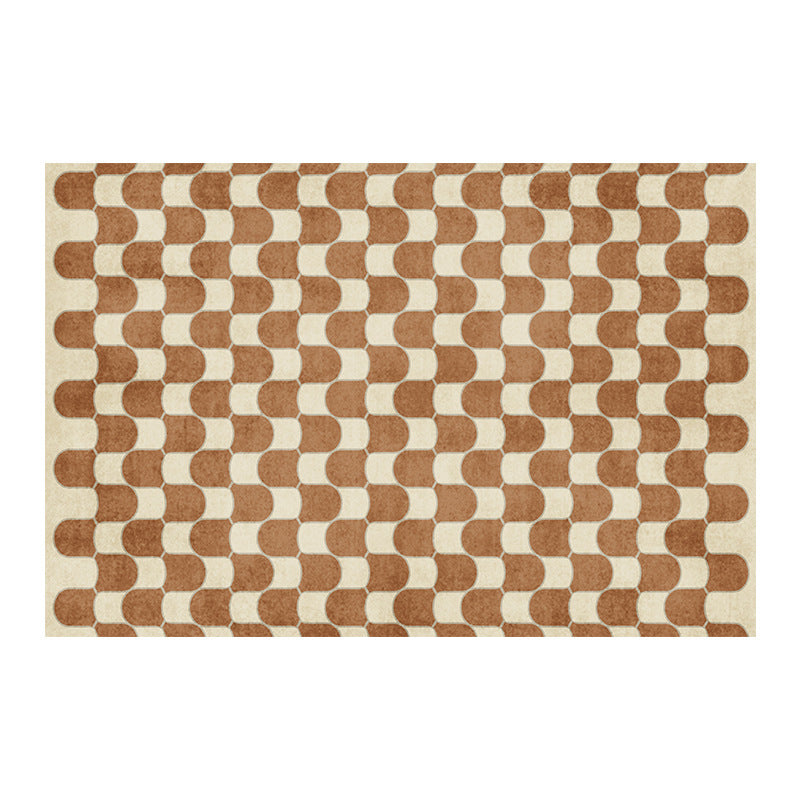 Black Modern Rug Polyester Abstract Grid Rug Non-Slip Backing Rug for Living Room