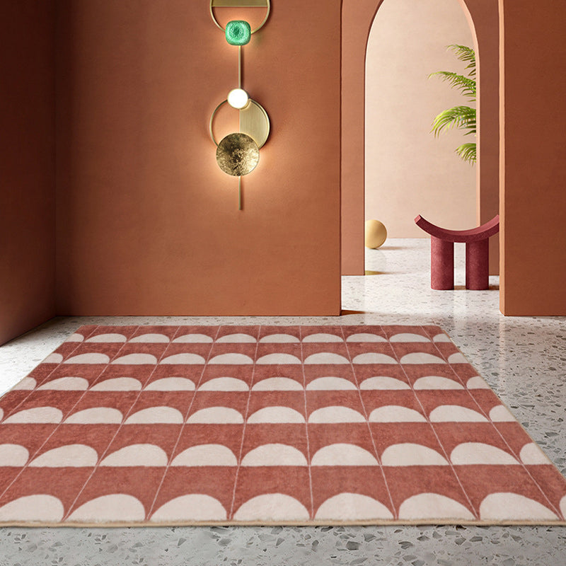 Green Modern Rug Polyester Semicircle Indoor Rug Washable Rug for Home Decor