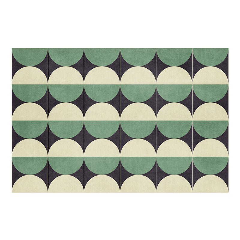 Green Modern Rug Polyester Semicircle Indoor Rug Washable Rug for Home Decor