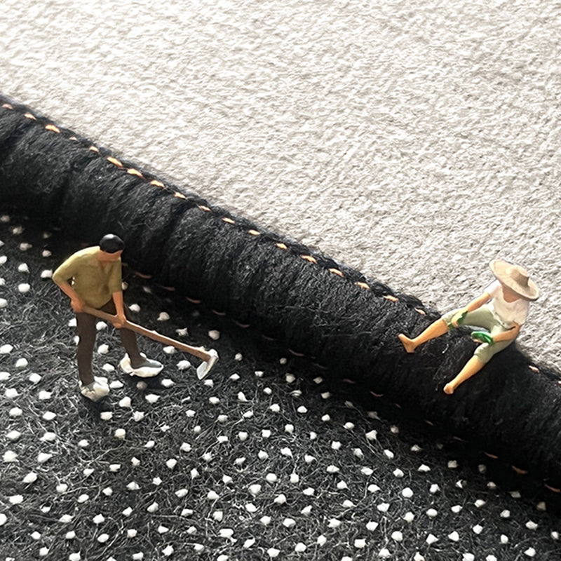 Black Nodic Area Rug Polyester Graphic Indoor Rug Non-Slip Backing Rug for Living Room