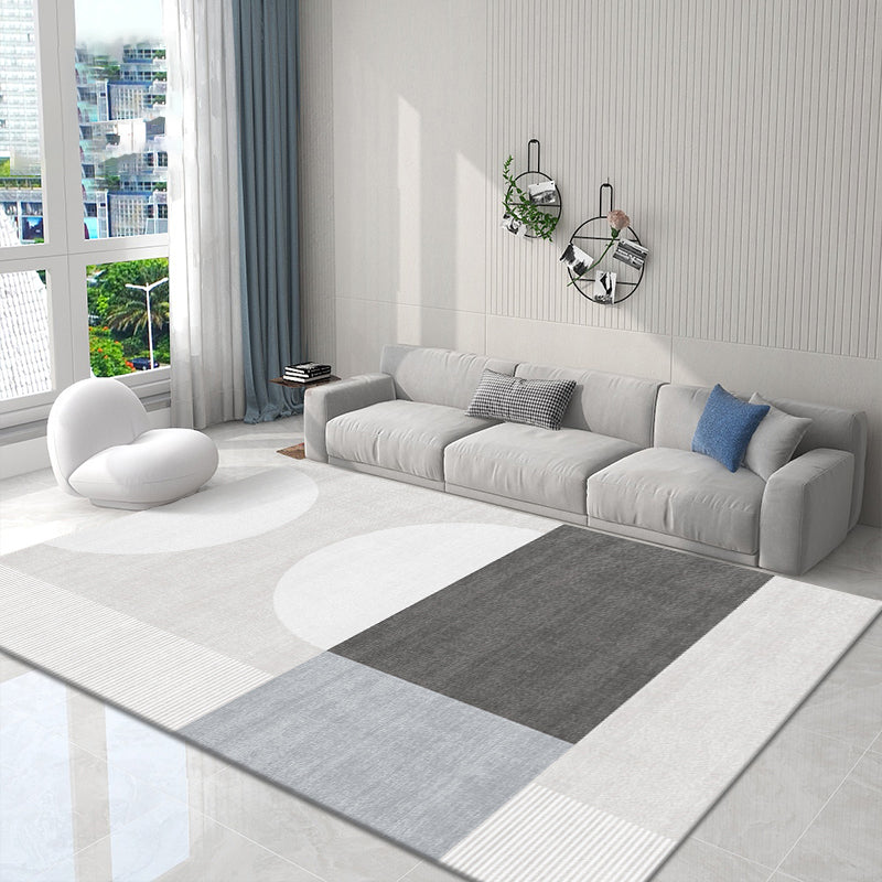 Black Nodic Area Rug Polyester Graphic Indoor Rug Non-Slip Backing Rug for Living Room