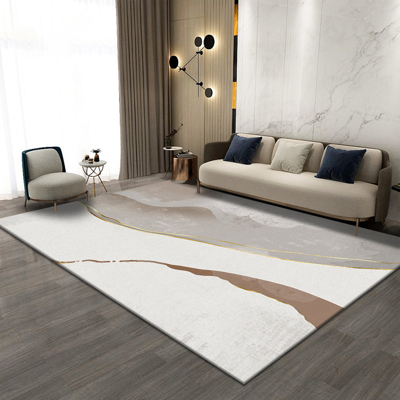 Black Nodic Area Rug Polyester Graphic Indoor Rug Non-Slip Backing Rug for Living Room