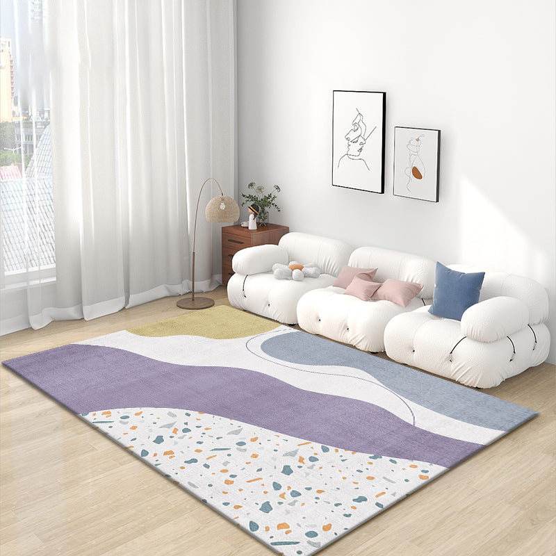 Black Nodic Area Rug Polyester Graphic Indoor Rug Non-Slip Backing Rug for Living Room