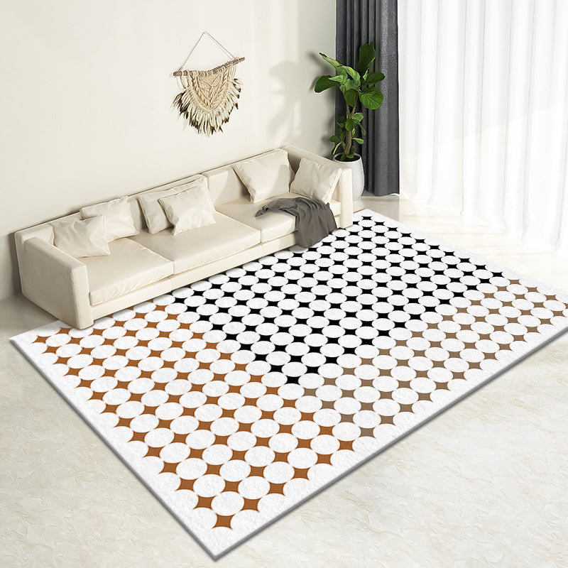Black Modern Rug Polyester Check Pattern Rug Washable Indoor Rug for Living Room