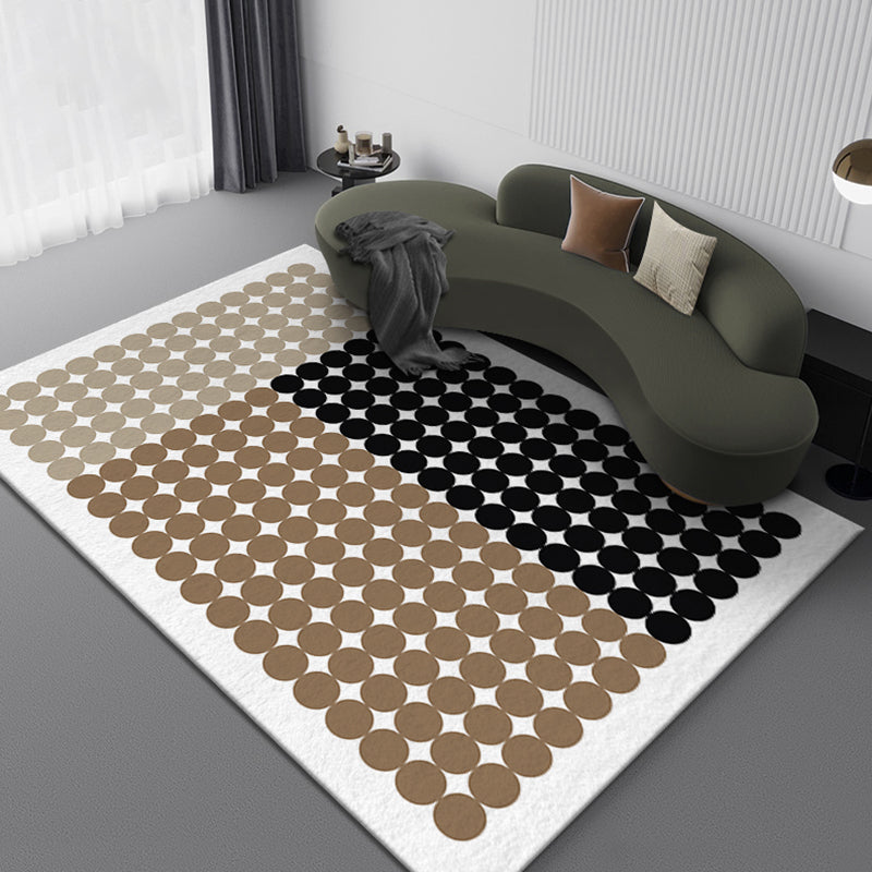 Black Modern Rug Polyester Check Pattern Rug Washable Indoor Rug for Living Room