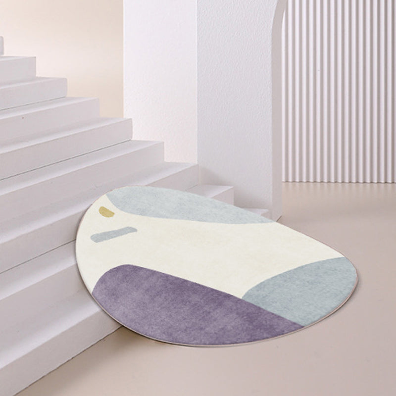 Purple Nordic Rug Polyester Contrast Color Indoor Rug Stain Resistant Rug for Living Room