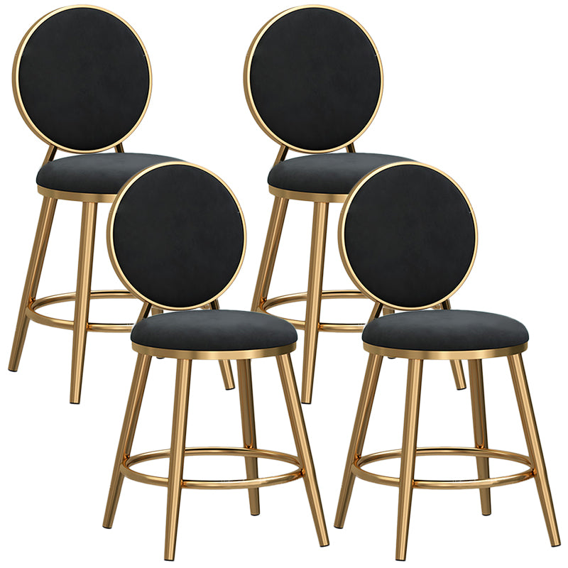 Glam Velvet Bar Stool Low Back Footrest Round Indoor Counter and Bar Stool