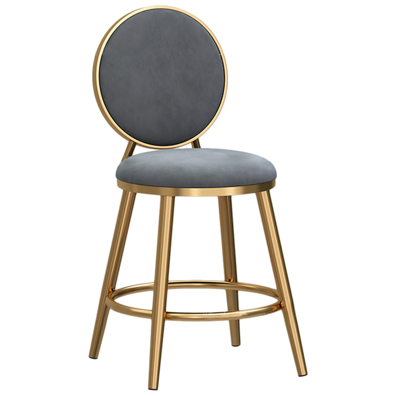 Glam Velvet Bar Stool Low Back Footrest Round Indoor Counter and Bar Stool