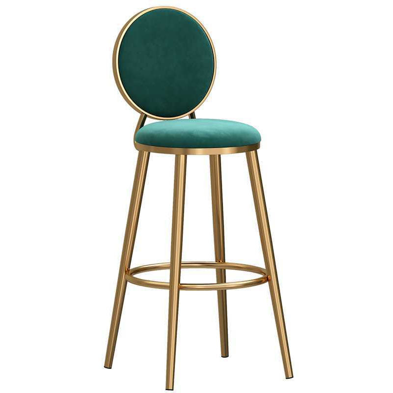 Glam Velvet Bar Stool Low Back Footrest Round Indoor Counter and Bar Stool