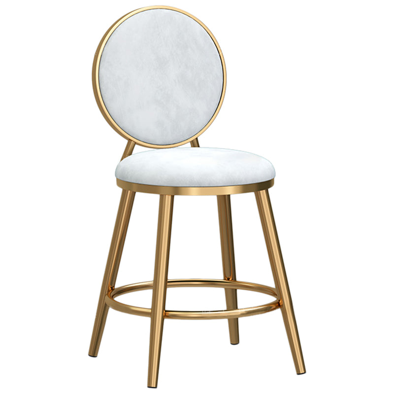 Glam Velvet Bar Stool Low Back Footrest Round Indoor Counter and Bar Stool