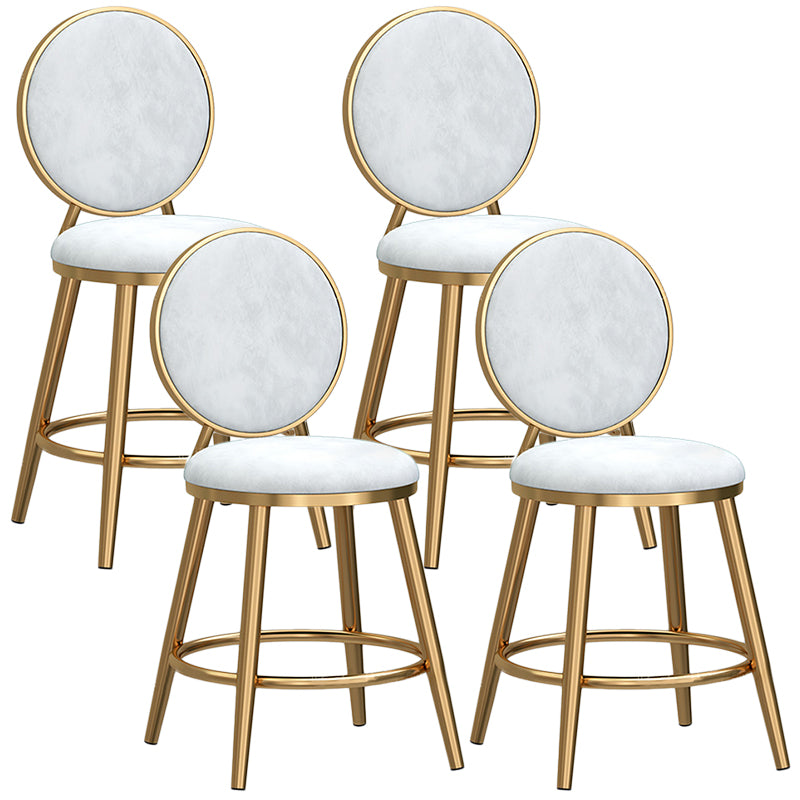 Glam Velvet Bar Stool Low Back Footrest Round Indoor Counter and Bar Stool