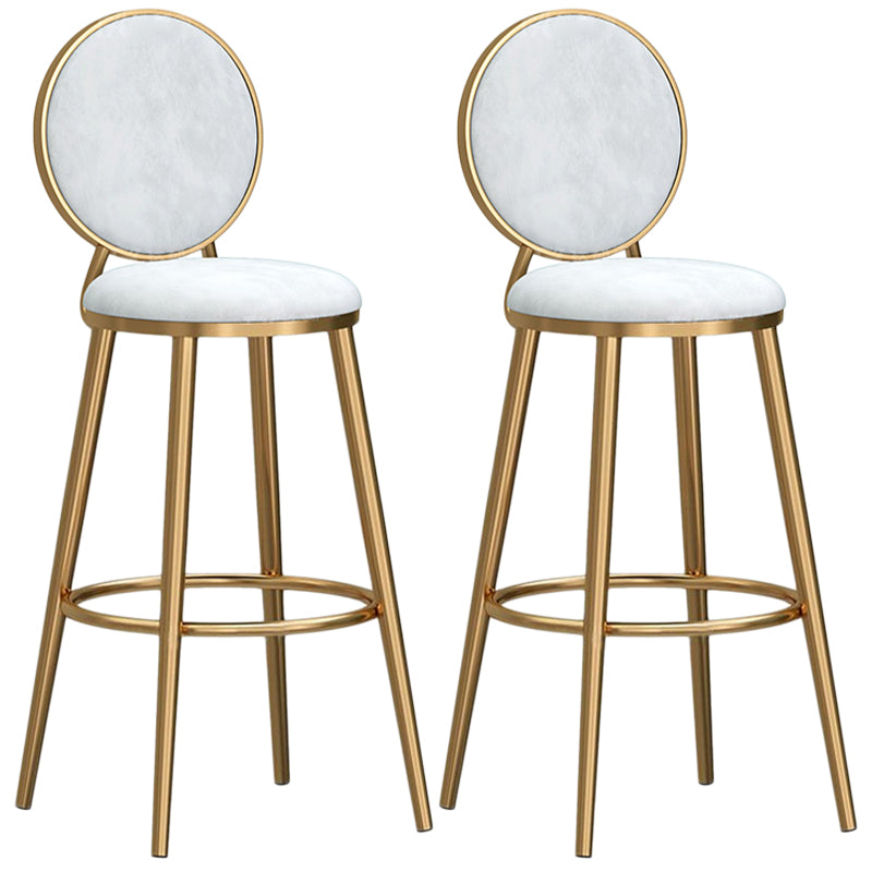Glam Velvet Bar Stool Low Back Footrest Round Indoor Counter and Bar Stool