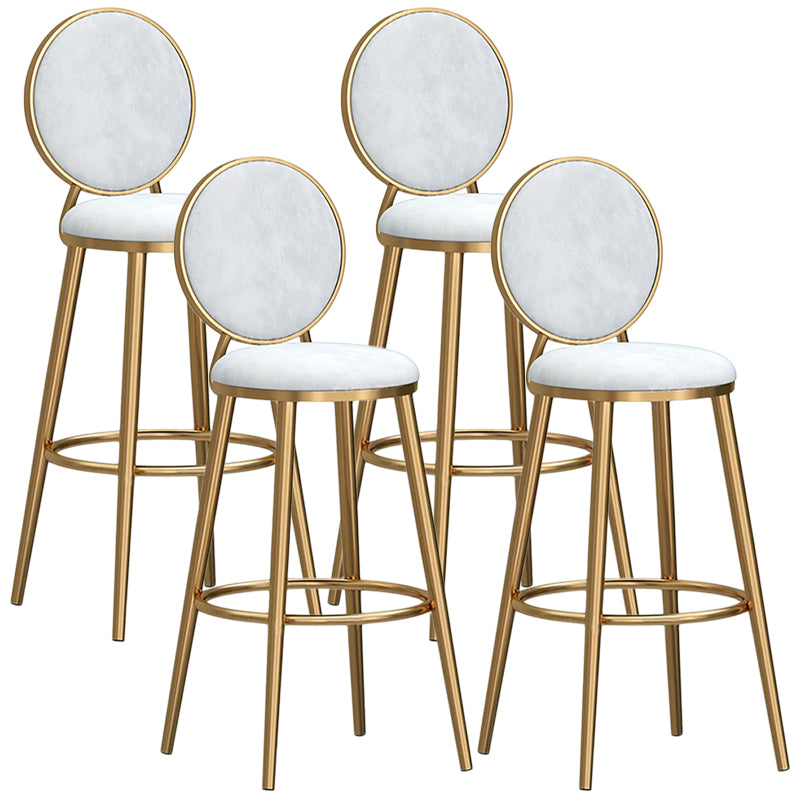 Glam Velvet Bar Stool Low Back Footrest Round Indoor Counter and Bar Stool