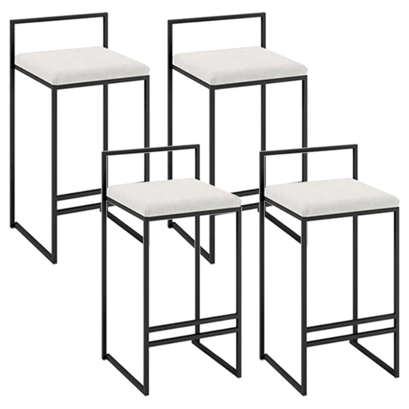 Modern Rectangle Bar Stool Backrest Footrest Counter Stool with Velvet Cushion