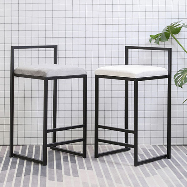 Modern Rectangle Bar Stool Backrest Footrest Counter Stool with Velvet Cushion