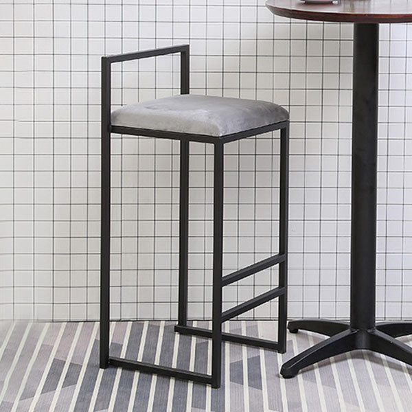 Modern Rectangle Bar Stool Backrest Footrest Counter Stool with Velvet Cushion