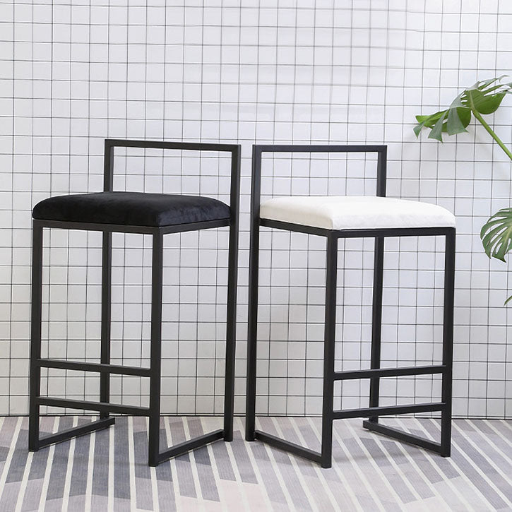 Modern Rectangle Bar Stool Backrest Footrest Counter Stool with Velvet Cushion