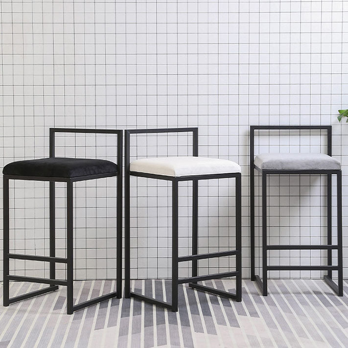 Modern Rectangle Bar Stool Backrest Footrest Counter Stool with Velvet Cushion