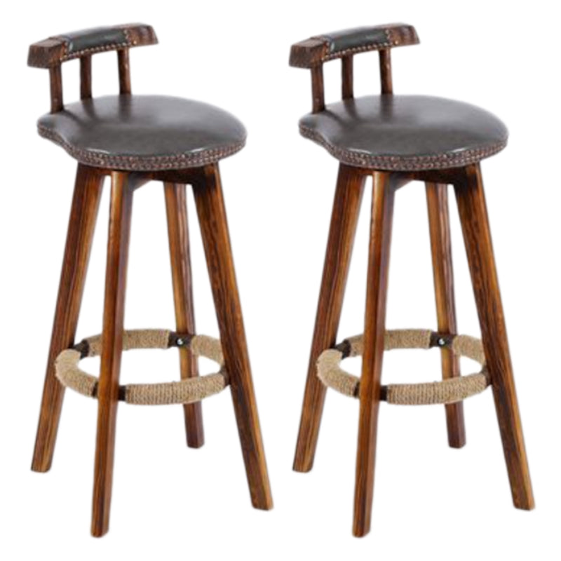 Tradition Backrest Armless Counter Stool Wood Household Bar Stool with Leather Cushion
