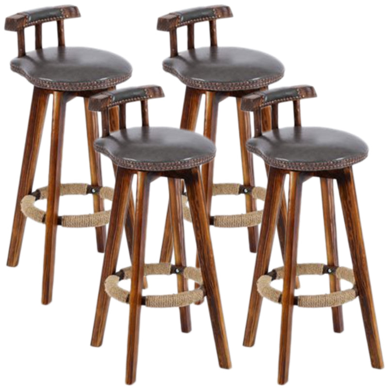 Tradition Backrest Armless Counter Stool Wood Household Bar Stool with Leather Cushion