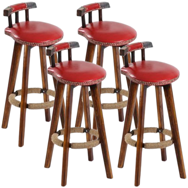 Tradition Backrest Armless Counter Stool Wood Household Bar Stool with Leather Cushion